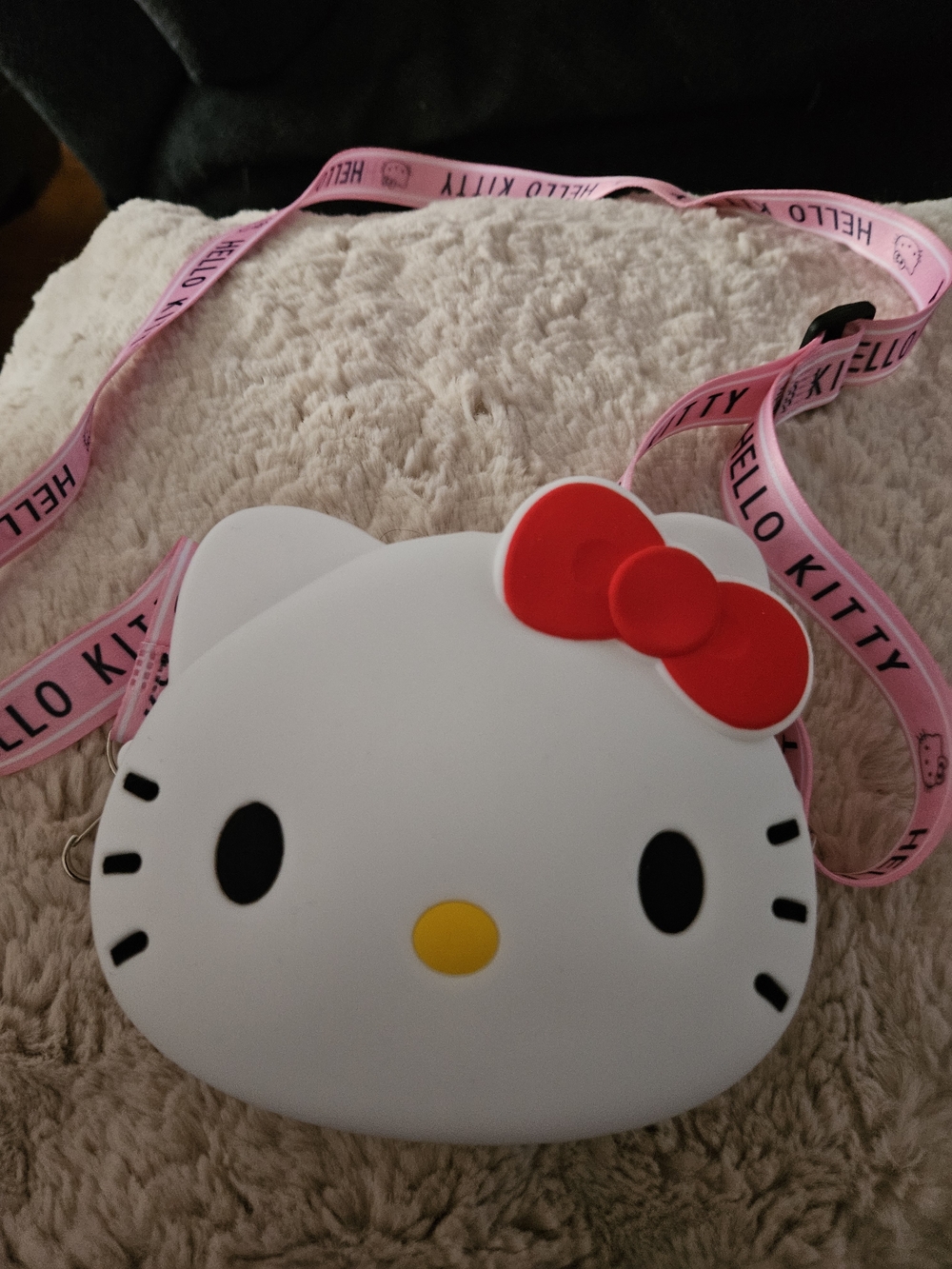 Hello Kitty White Silicone Crossbody Bag with Pink Strap